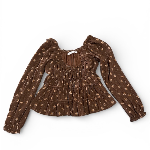Altar'd State Brown Floral Blouse - Picture 3 of 4